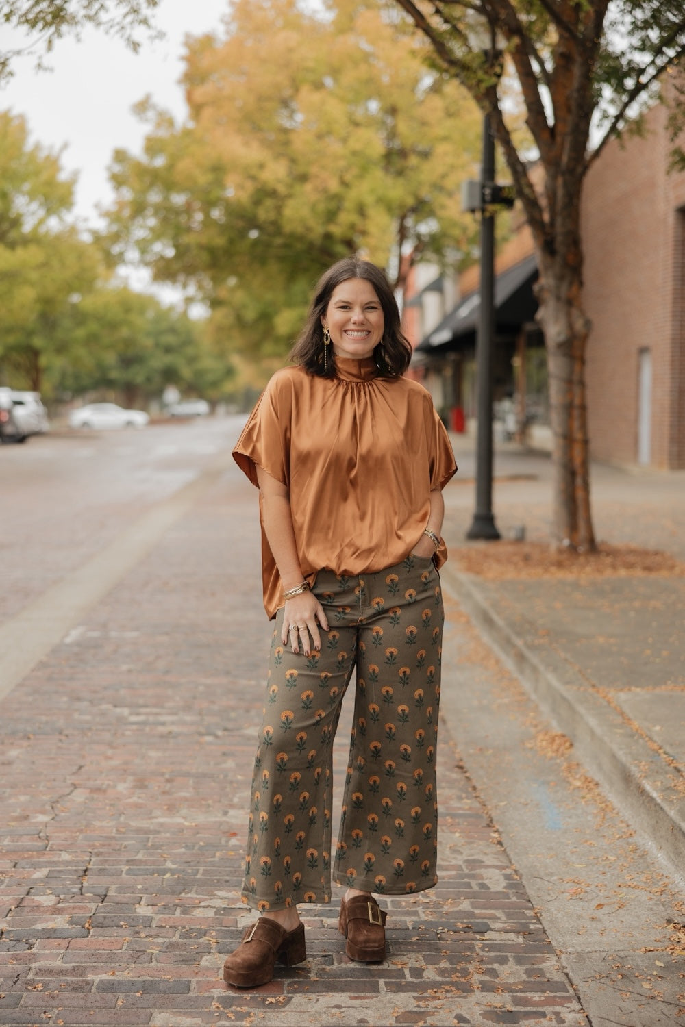 London Copper Satin Top (S-3XL)