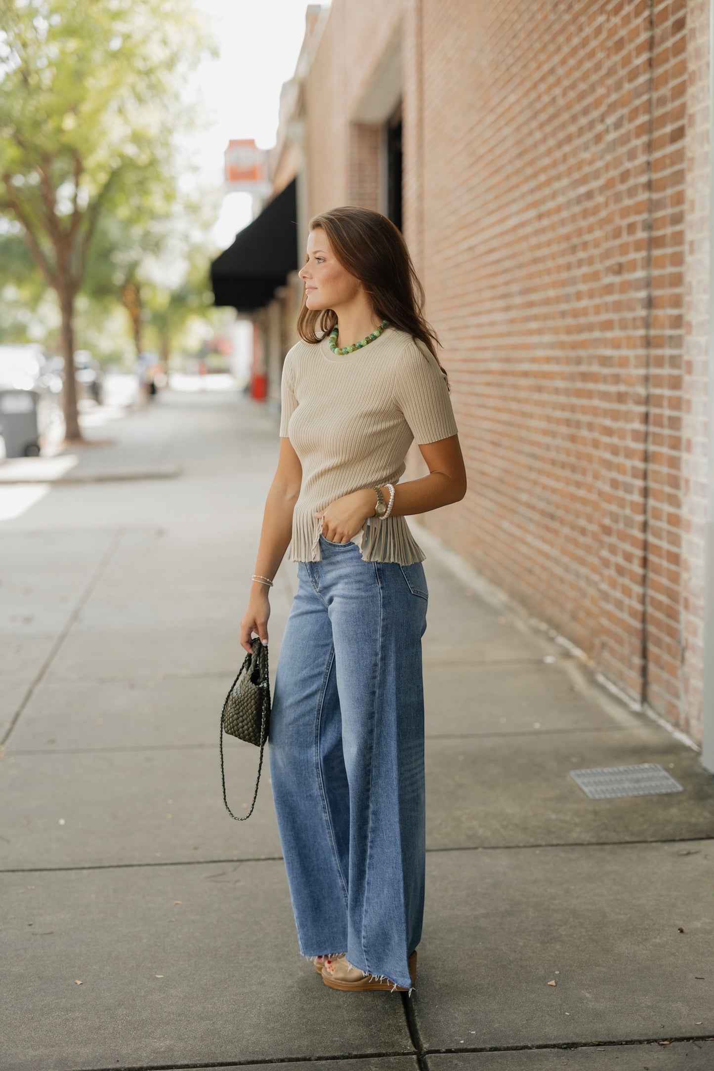 Holley Honey Oat Ribbed Sweater Top