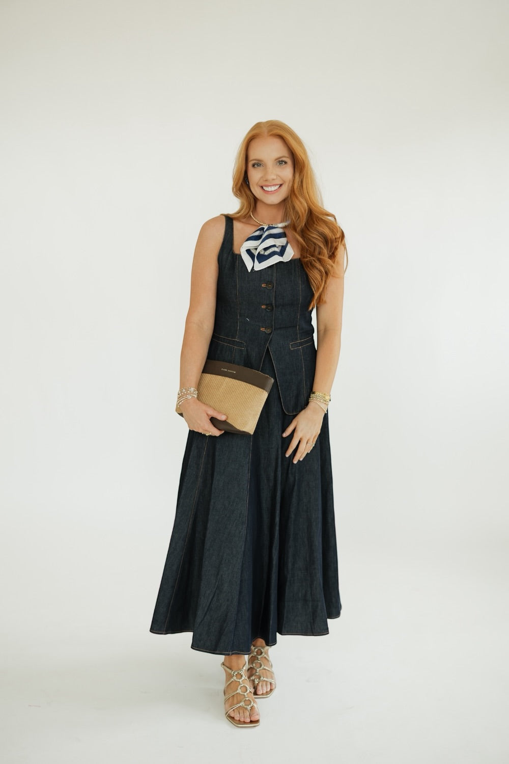 Logan Dark Denim Midi Skirt