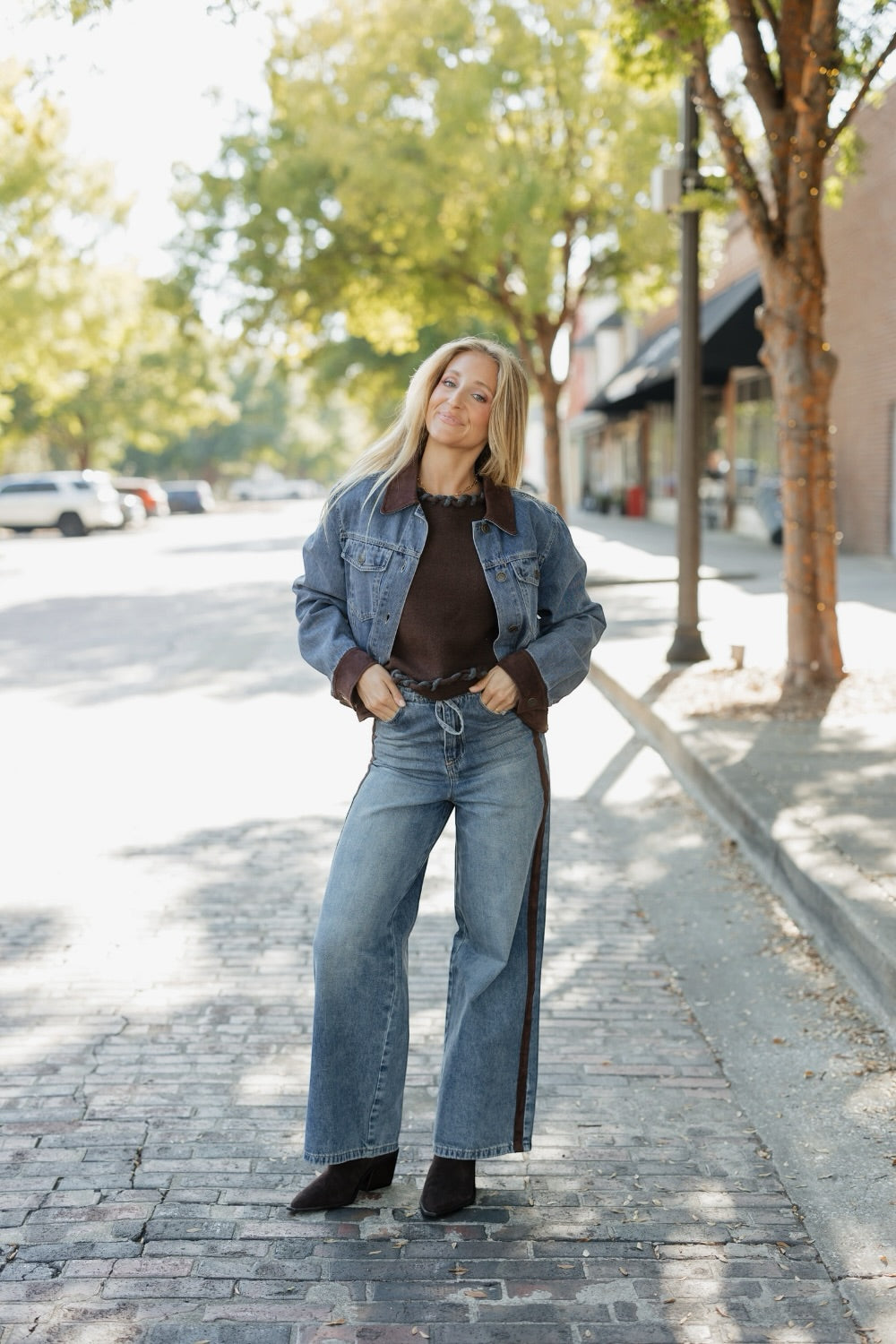Dillon Suede Trim Denim Jacket (XS-XL)