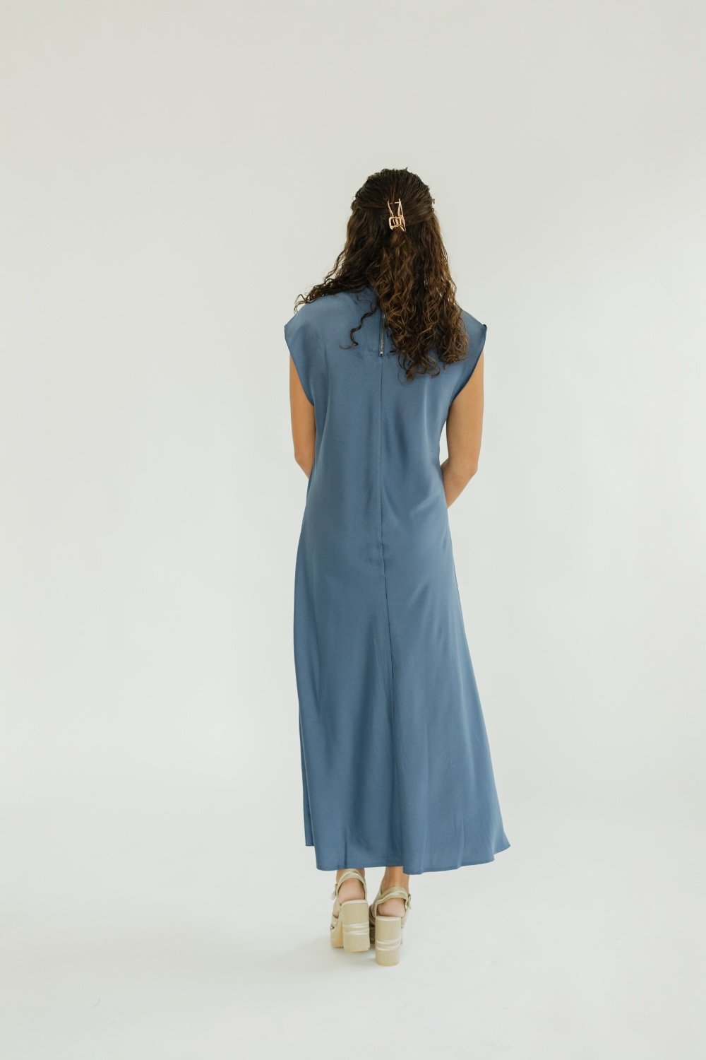 Amanza Azurite Satin Midi Dress