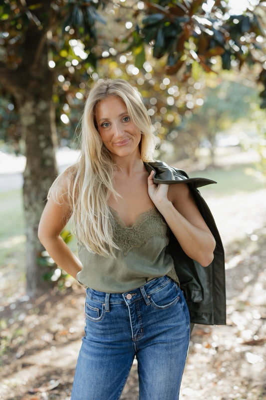 Rio Olive Lace Tank Top