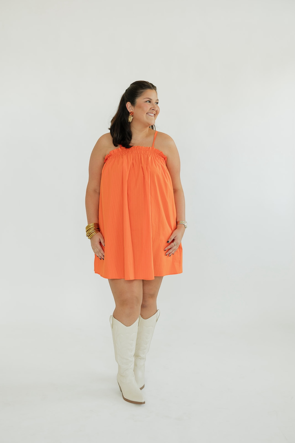 Blaire Orange Pinstripe Mini Dress (S-3XL)