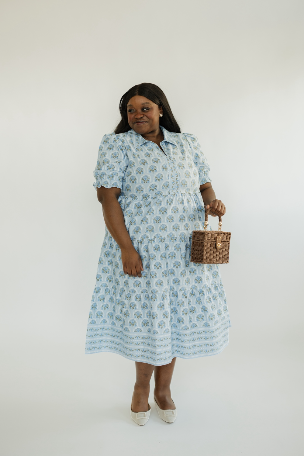 The Molly Sunshower Flora Blue Midi Dress (XS-2X)