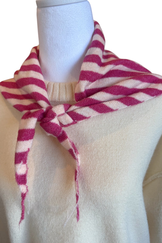 Pink/Red Striped Knit Triangle Scarf