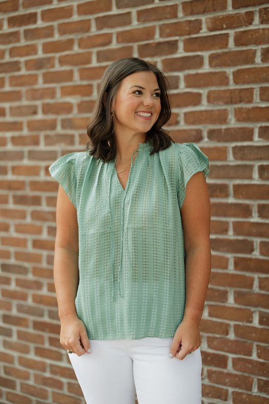 Carol Picot Stitch Sage Blouse