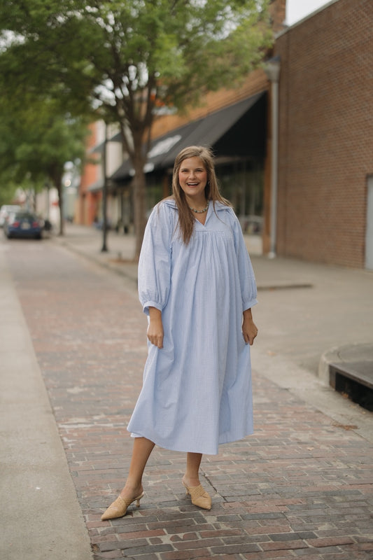 Layla Sky Seersucker Midi Dress (S-3XL)