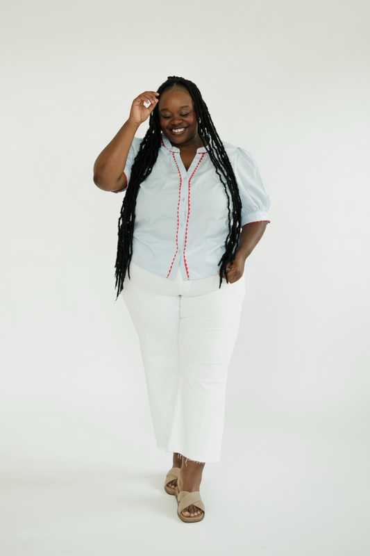 The Elaine Top in Light Blue