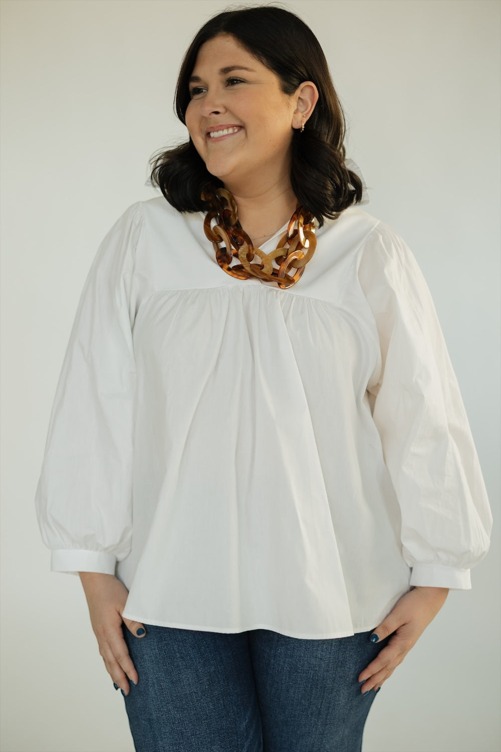 Morgan White Ruffle Collar Top (S-3XL)