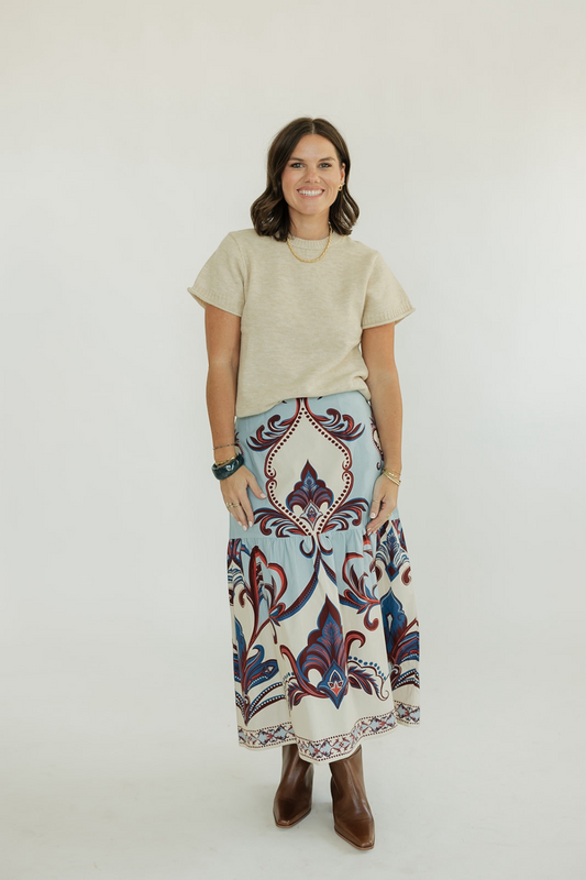 Ada Arabesque Poplin Midi Skirt (XS-XL)