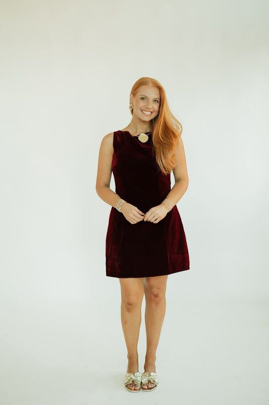 Carmine Burgundy Velvet Dress