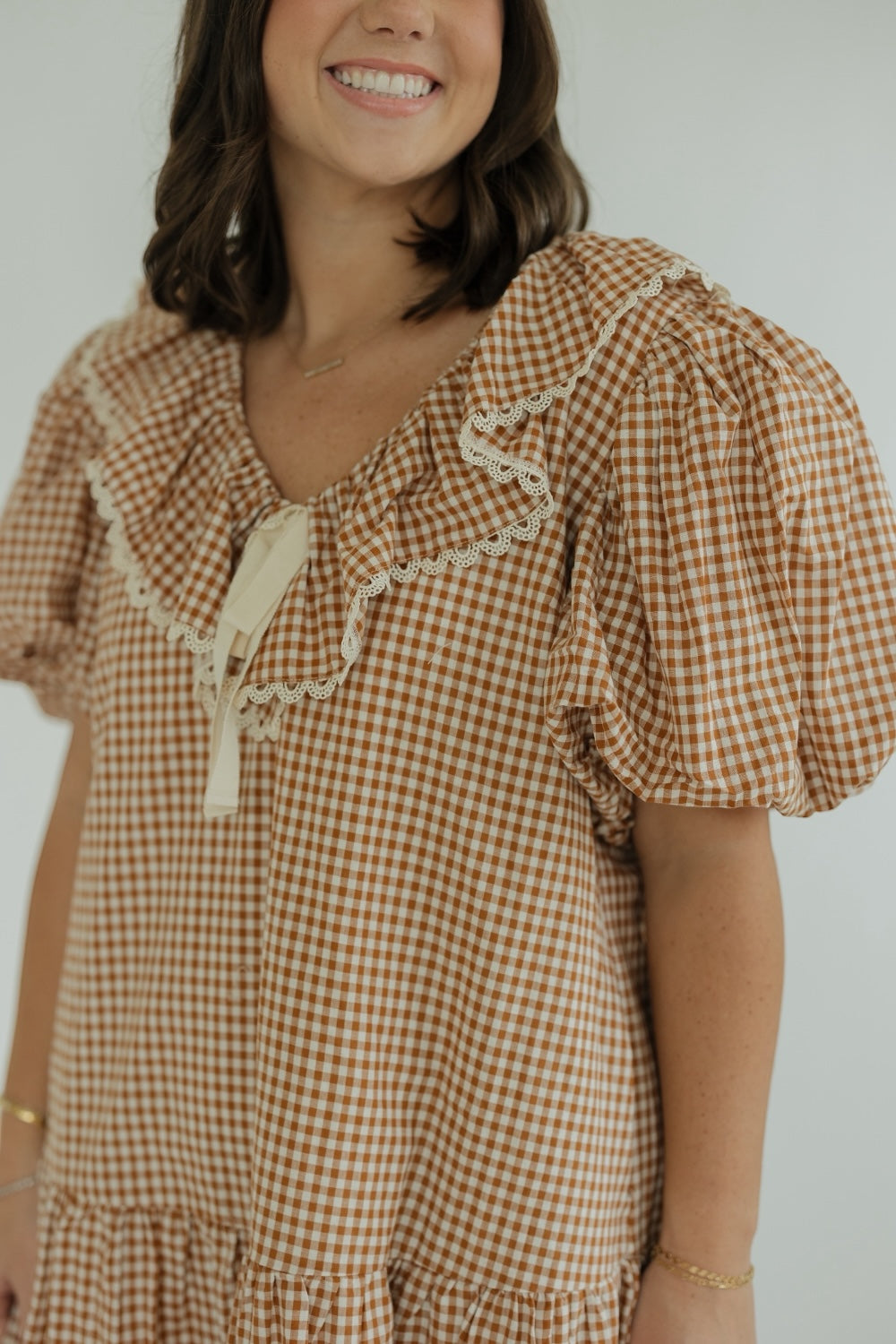 Ophelia Rust Gingham Mini Dress