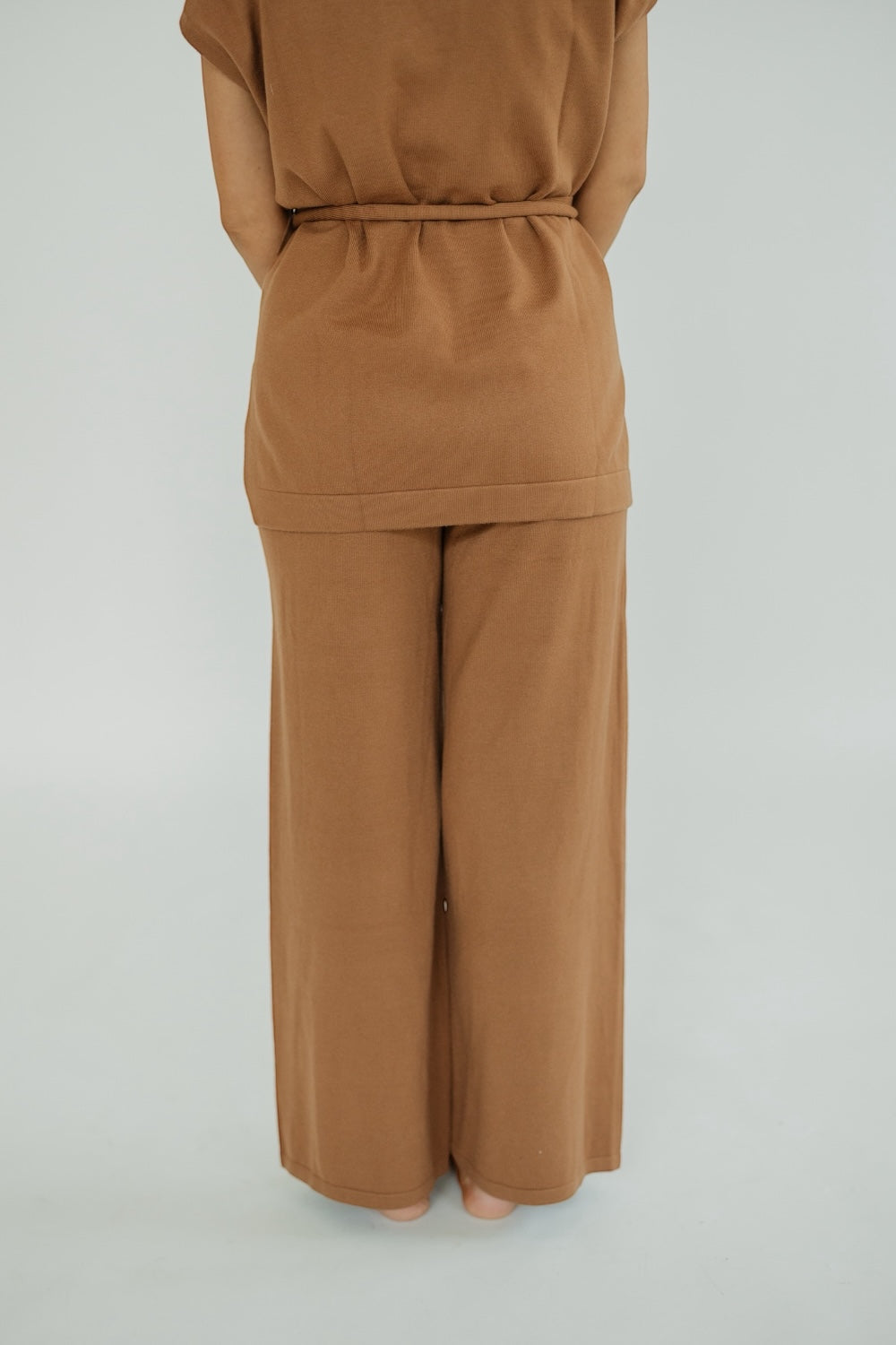 Camel High Rise Wide Leg Sweater Pants