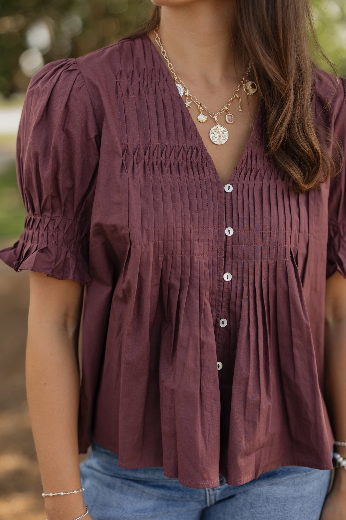 Tucker Plum Tucked Detail Blouse
