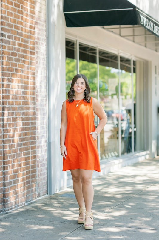 Corey Orange Cotton Dress (XS-XL)