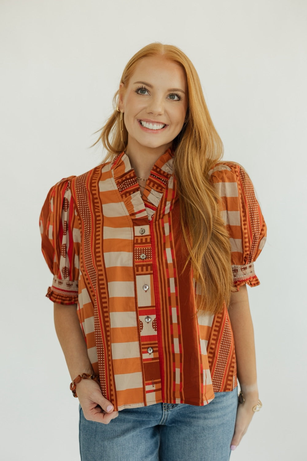 Julie Cinnamon Patterned Blouse (S-2XL)