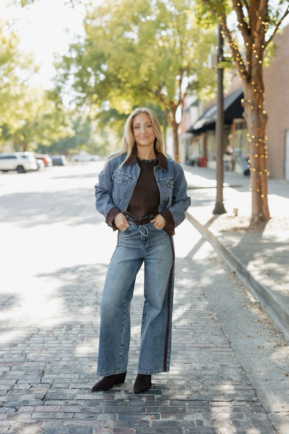 Dillon Suede Trim Denim Jacket (XS-XL)