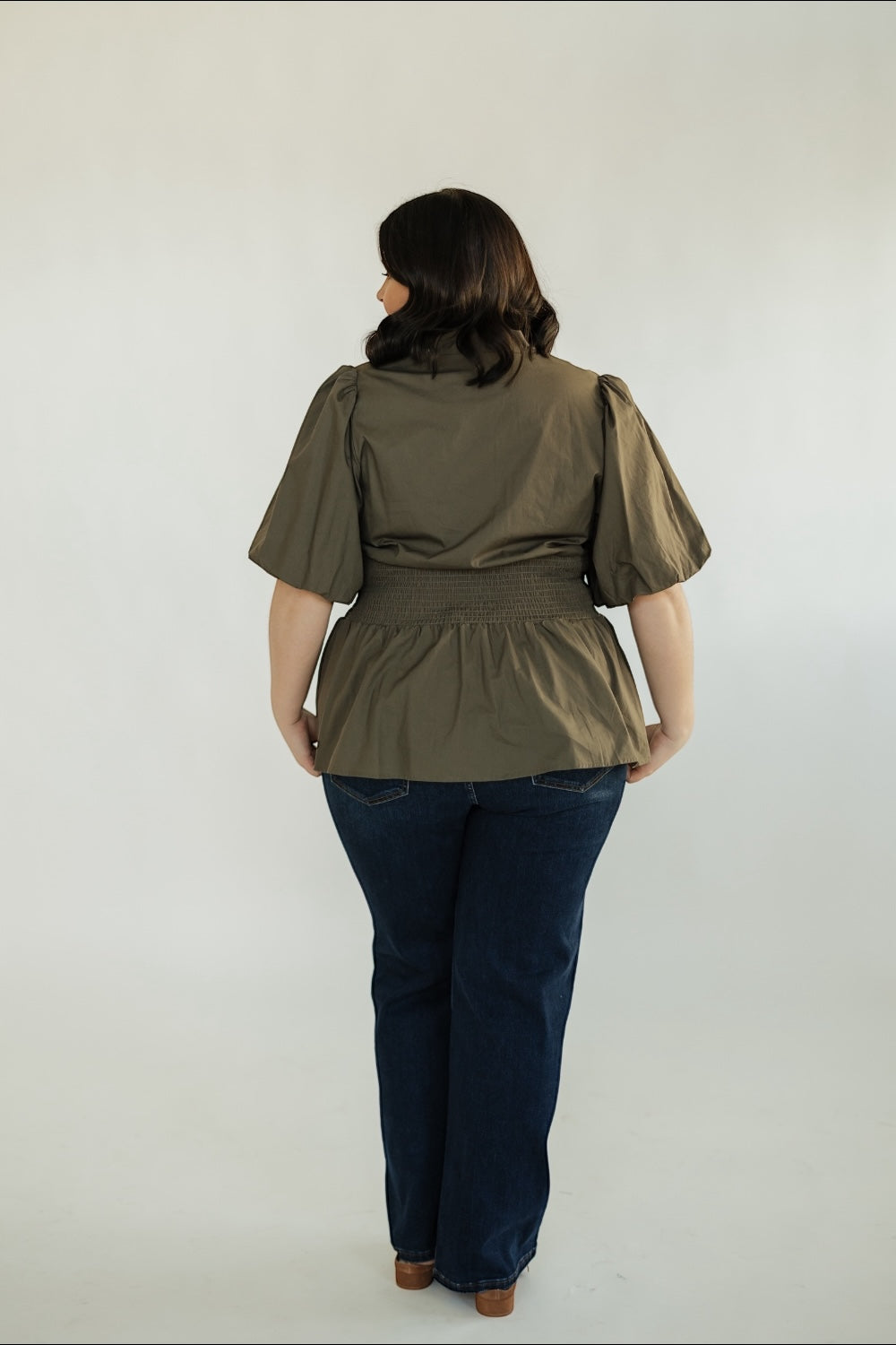 Sadie Olive Zip Front Top