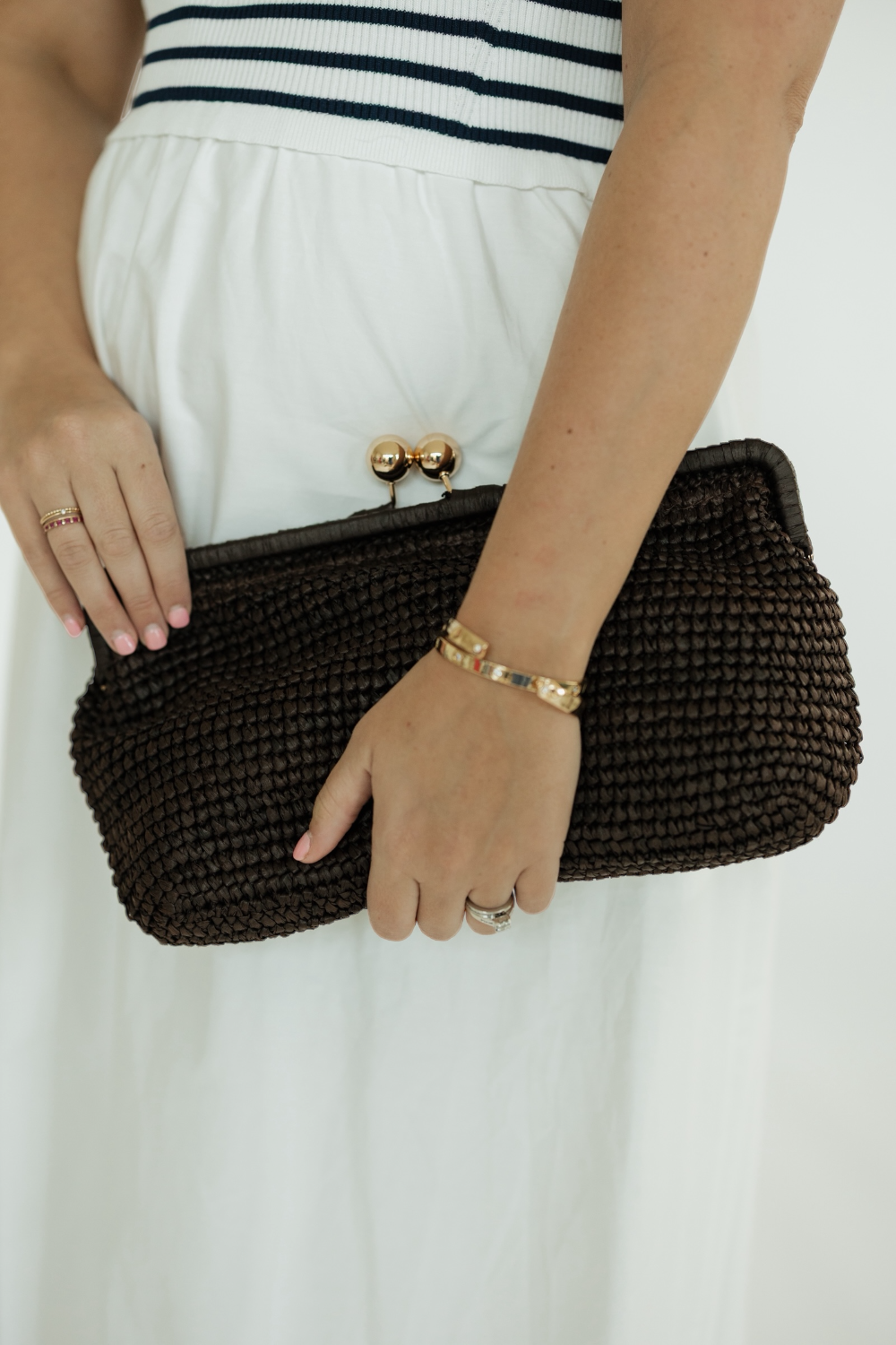 Chocolate Raffia Clutch