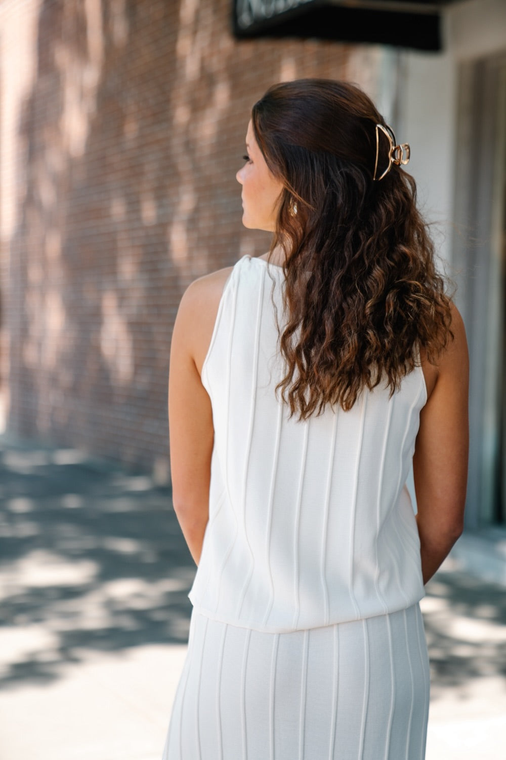 Stefani Knot Beige Twist Top