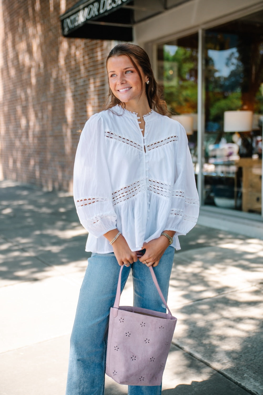 Lesley White Lace Detail Button Down Top (XS-XL)