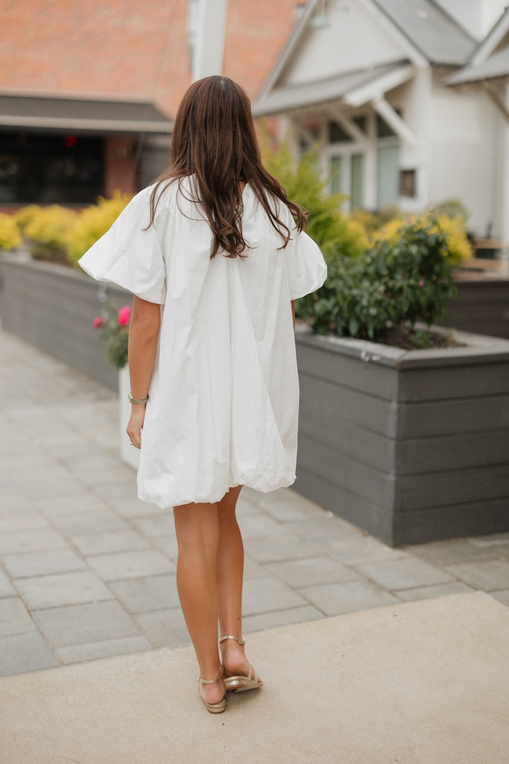 Sadie White Bubble Hem Mini Dress