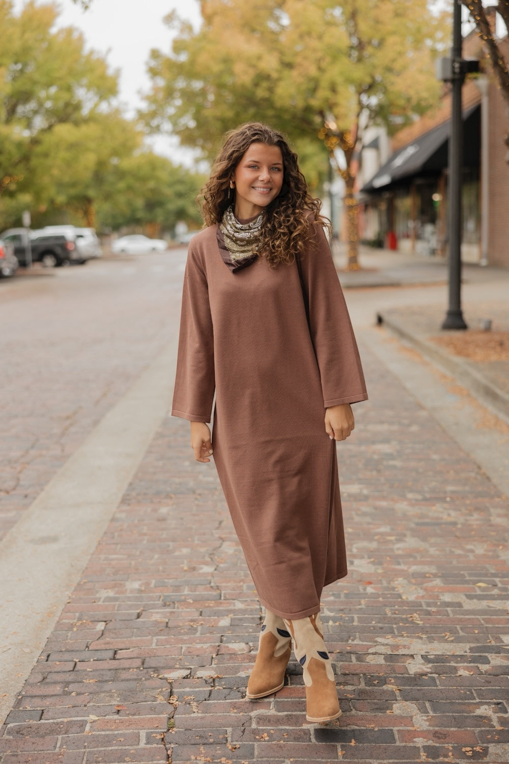 Brennan Chocolate Brown Sweater Dress