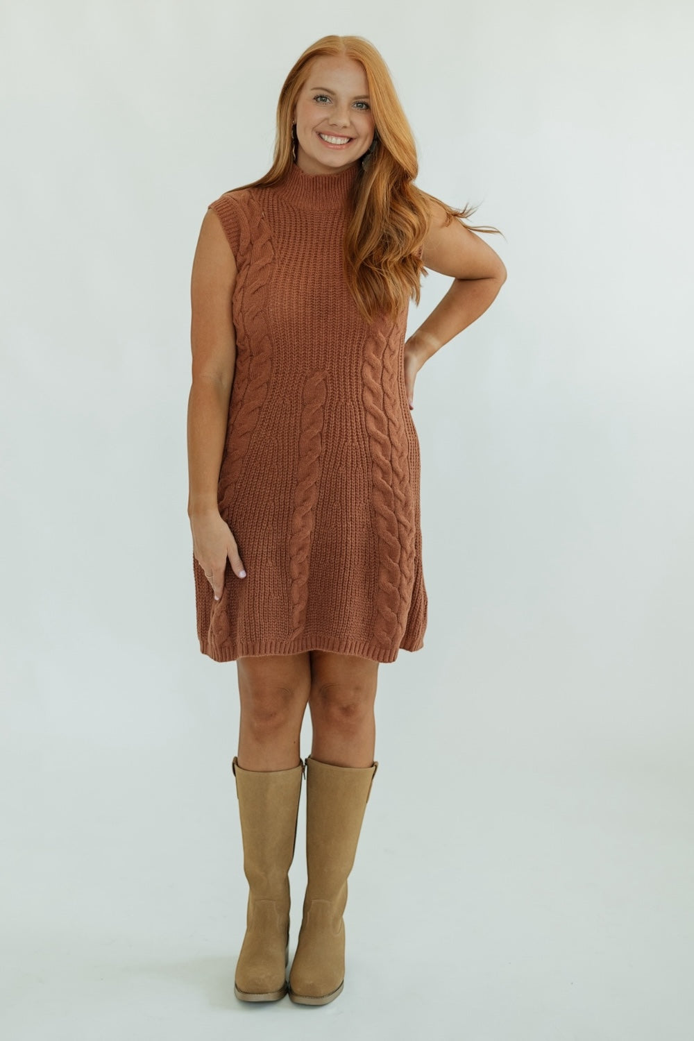 Rust Oversized Sweater Dress (S-3XL)
