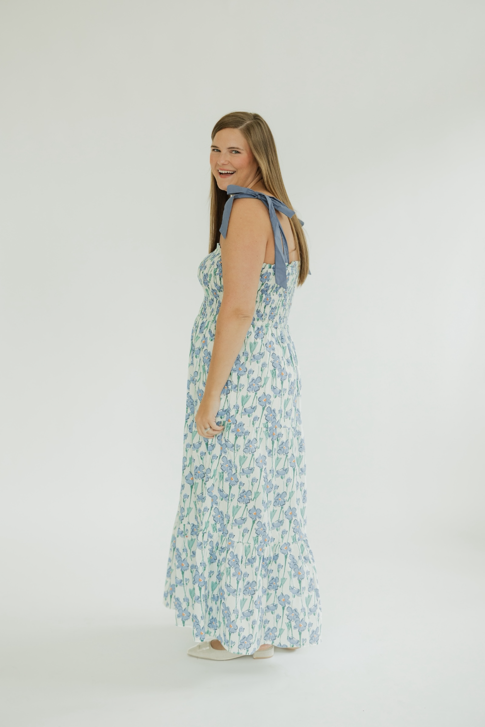 Tilly Floral Tie Sleeve Midi Dress (S-2XL)