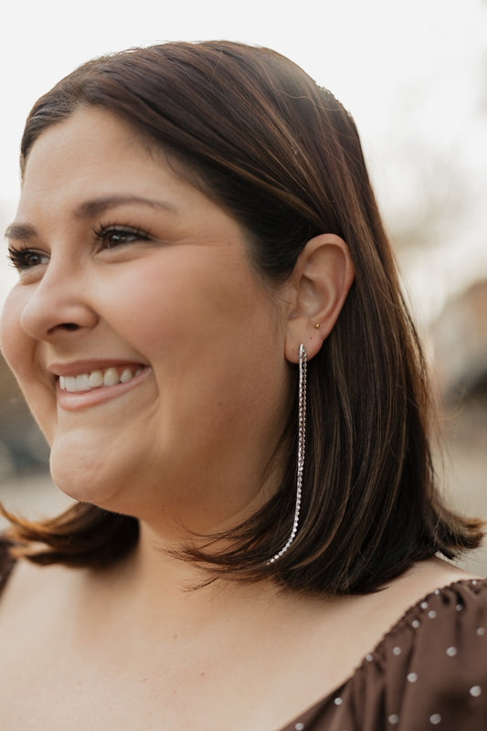 Silver Ball & Snake Chain Drop Earrings