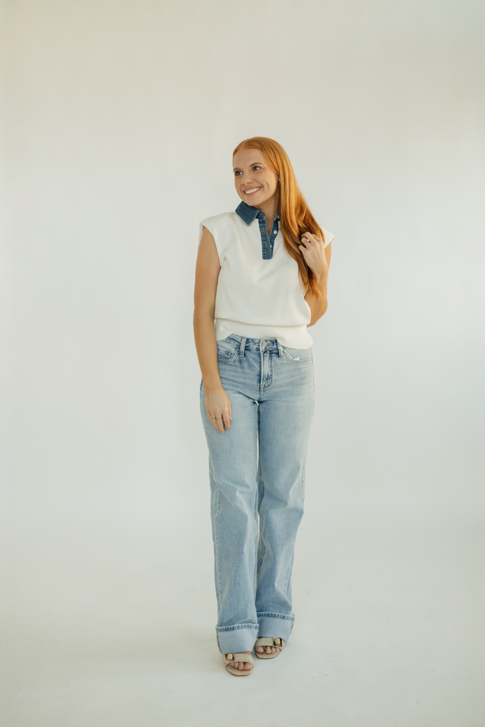 Sally Cap Sleeve Mixed Media Top (XS-XL)