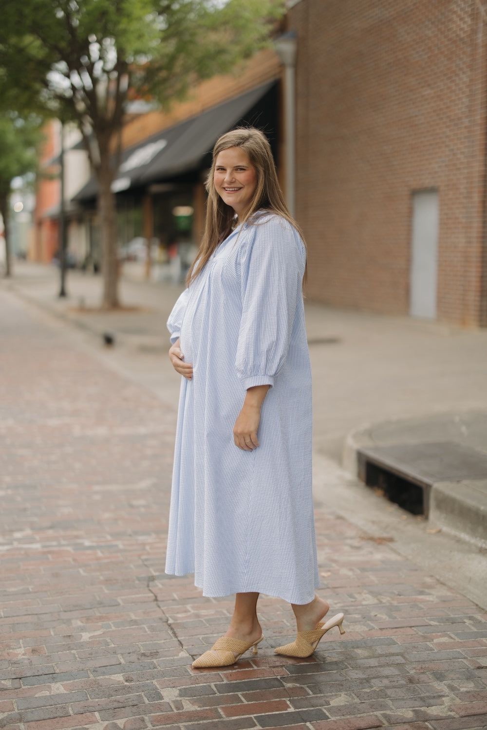 Layla Sky Seersucker Midi Dress (S-3XL)