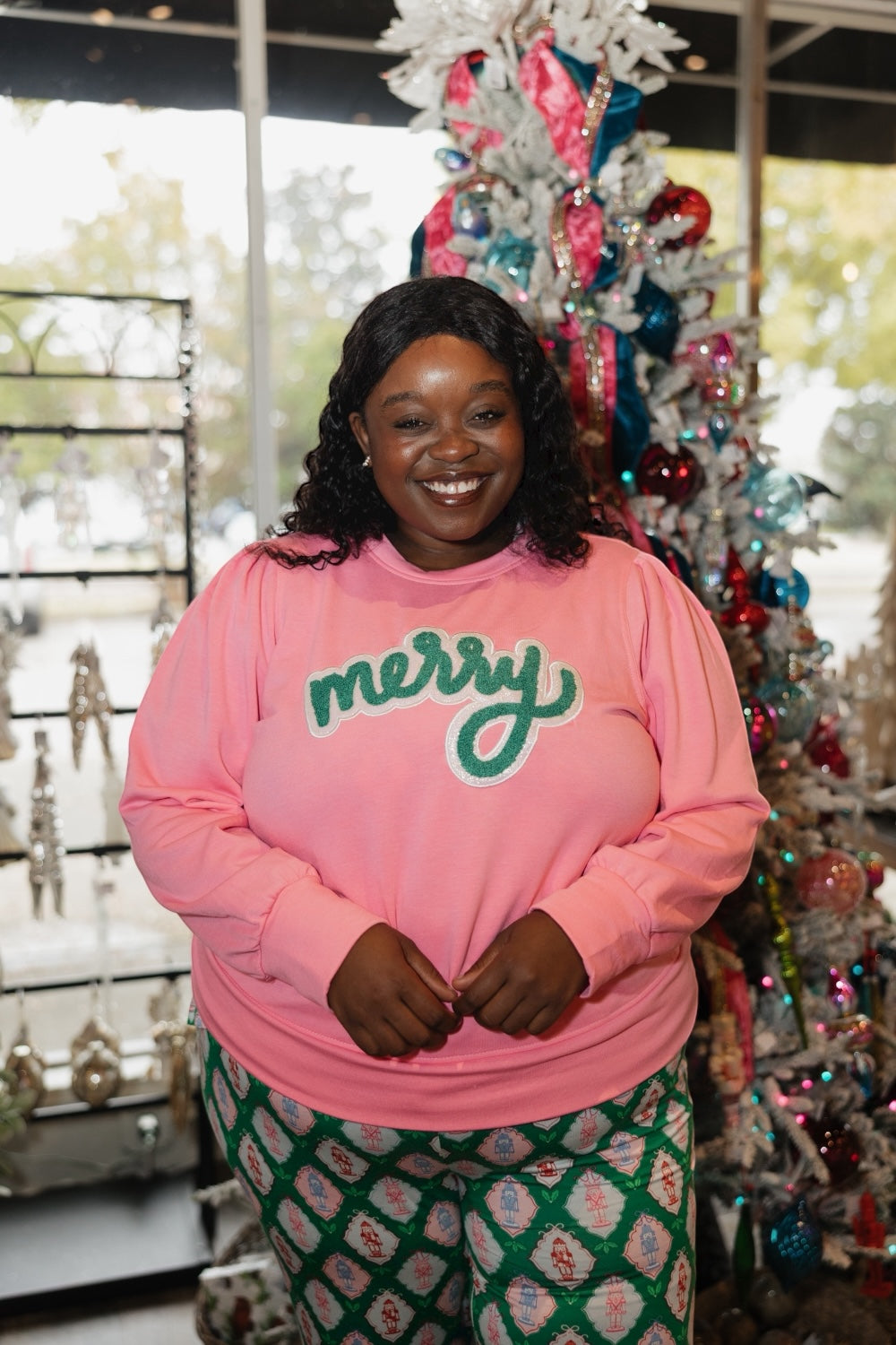 "Merry" Pink Kelly Sweatshirt (XS-2XL)
