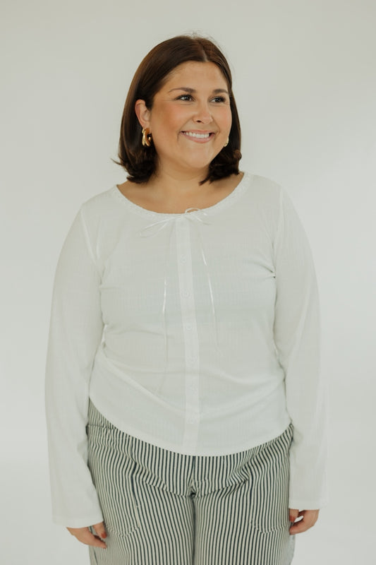 White Long Sleeve Layering Top (S-3XL)