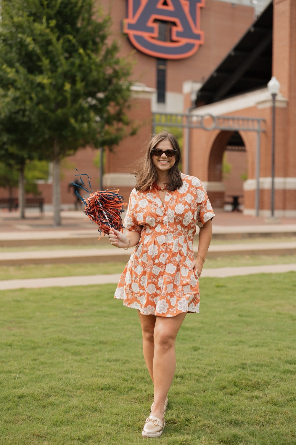 Twyla Terracotta Flower Mini Dress