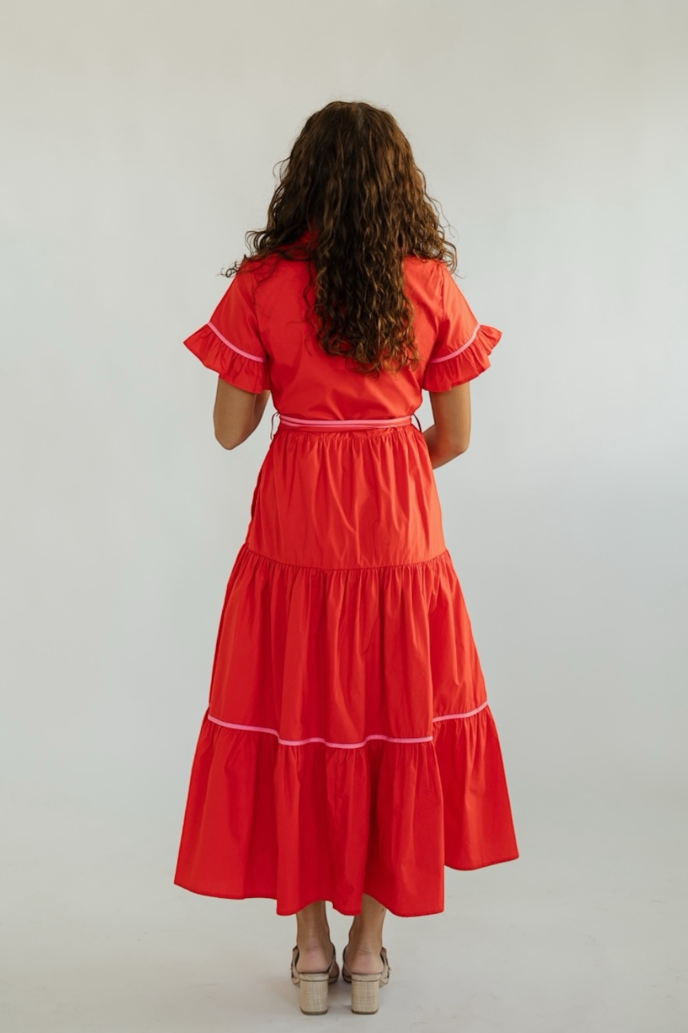 Lena Red Poplin Maxi Dress
