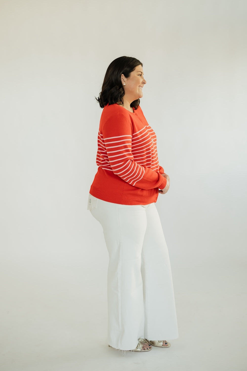 Liz Red/Pink Striped Cardigan (XS-XL)