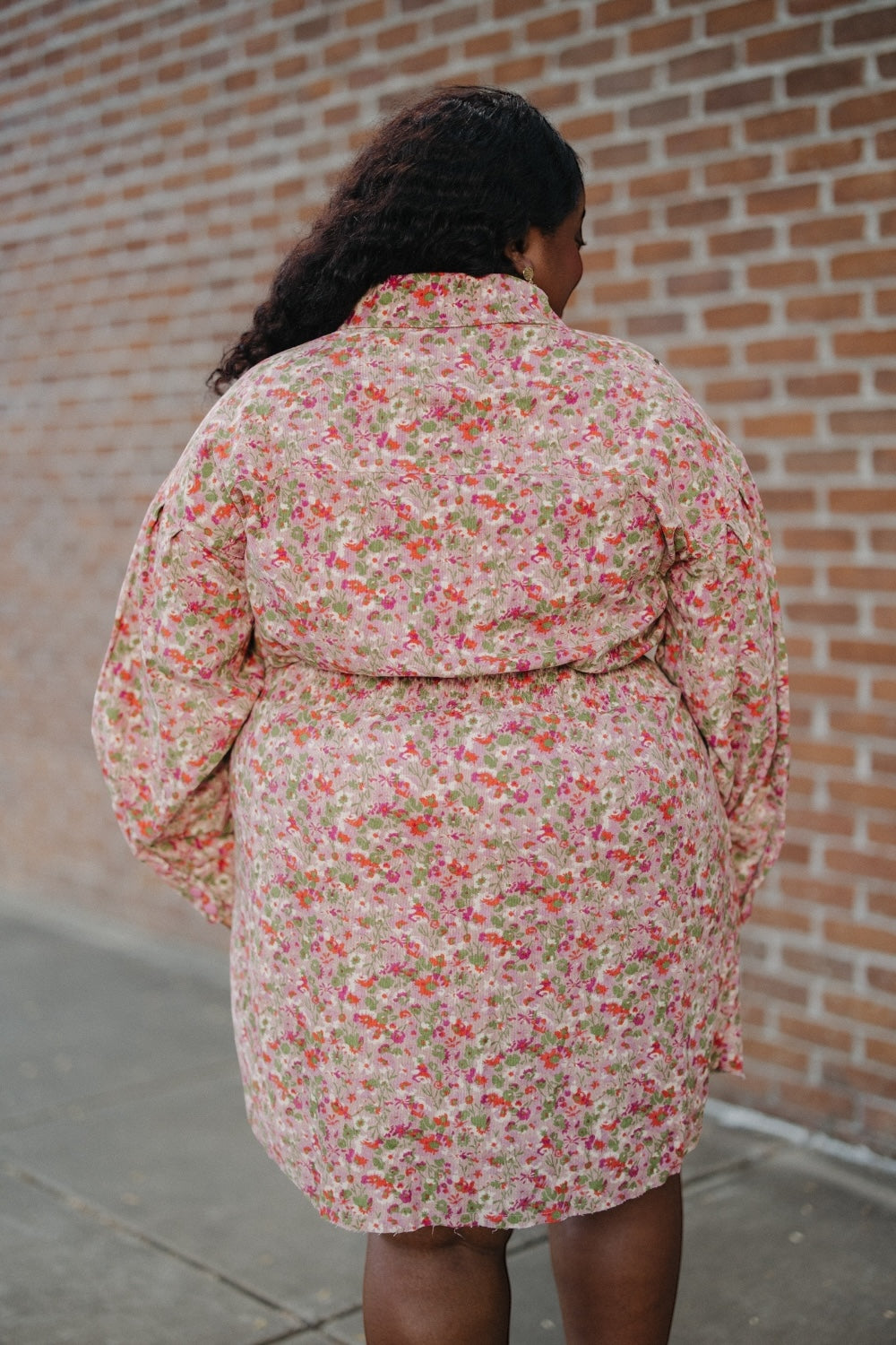 Emily Floral Corduroy Tucked Waist Dress