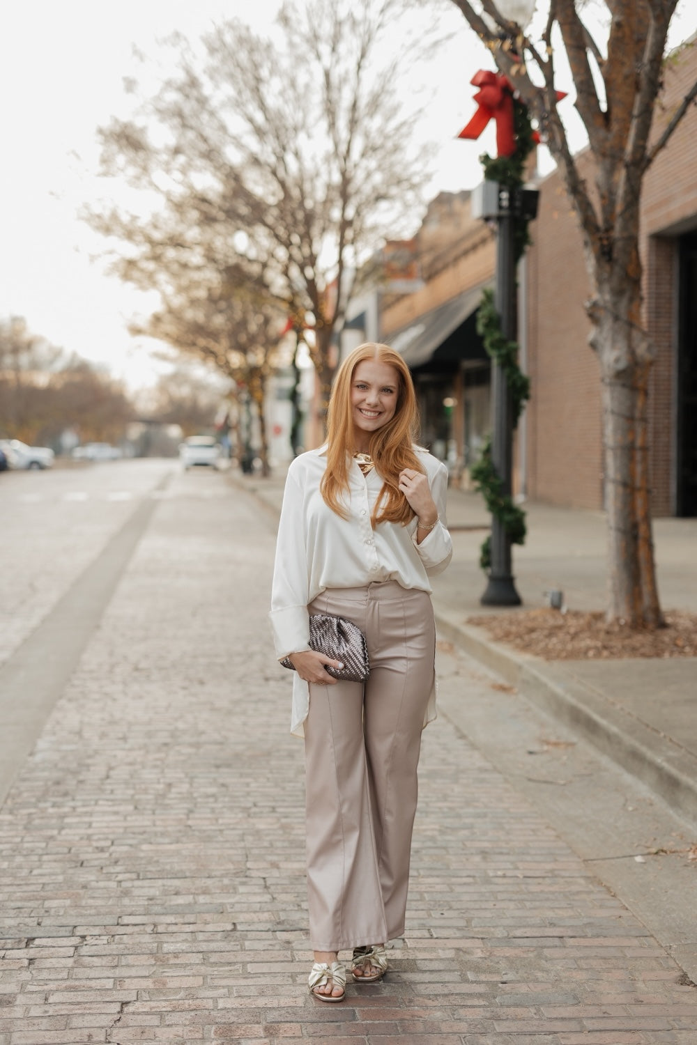 Marley Ivory Satin Button Down (S-3XL)