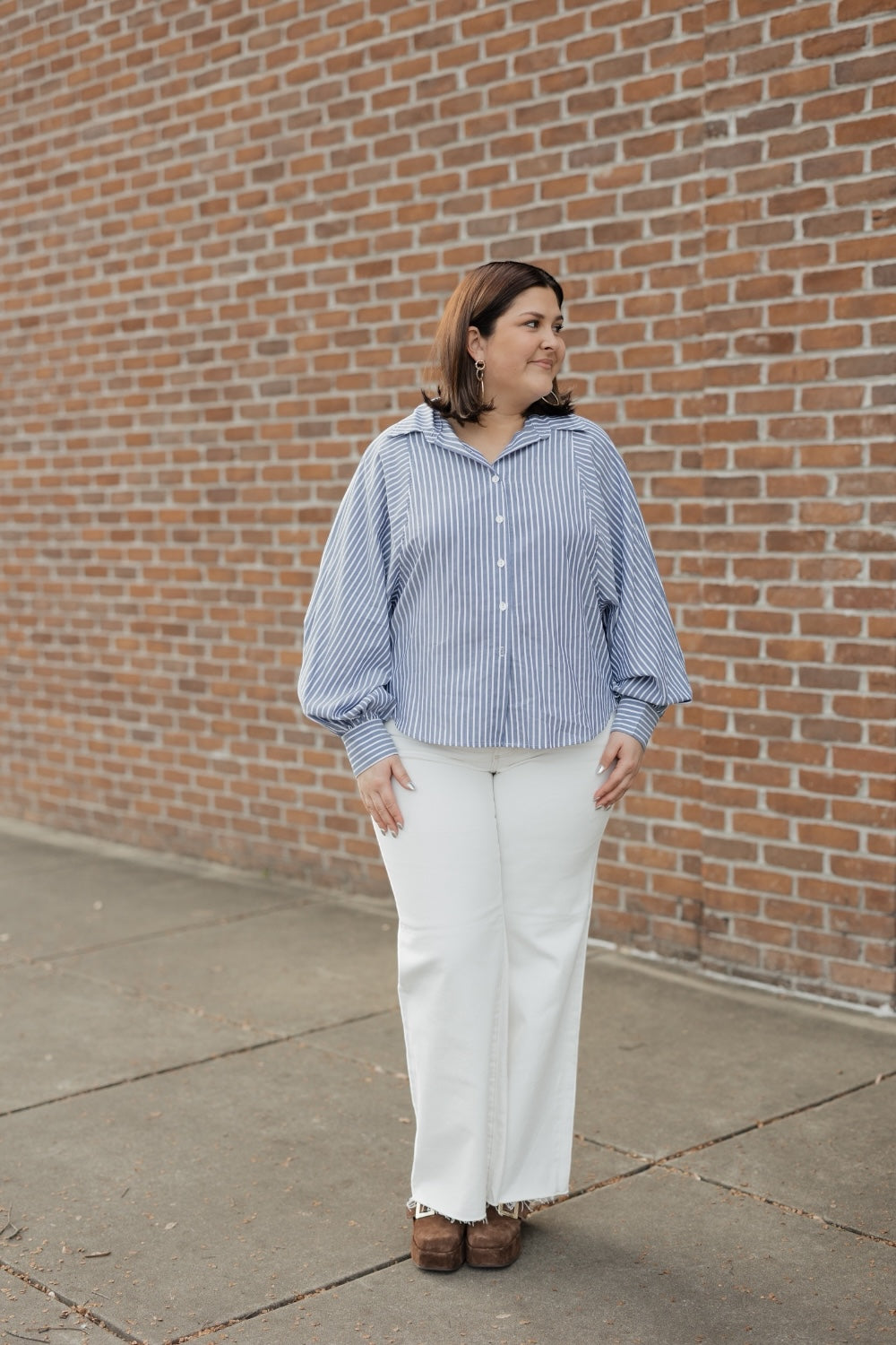 Brooks Navy Pinstripe Button Up (S-3XL)