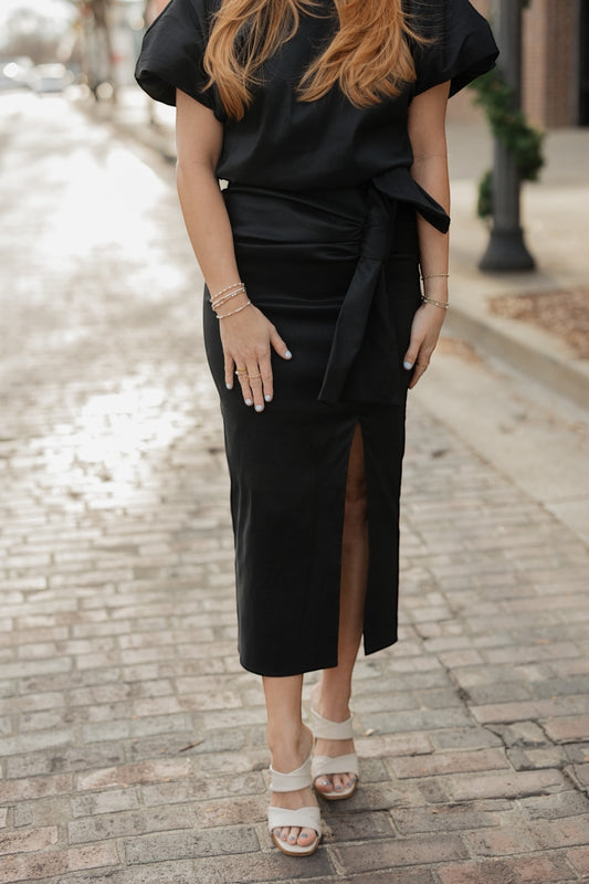 Margot Black Taffeta Bow Skirt (S-3XL)