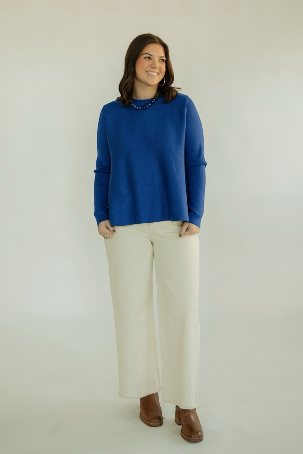 Blue Flared Knit Sweater (S-XL)