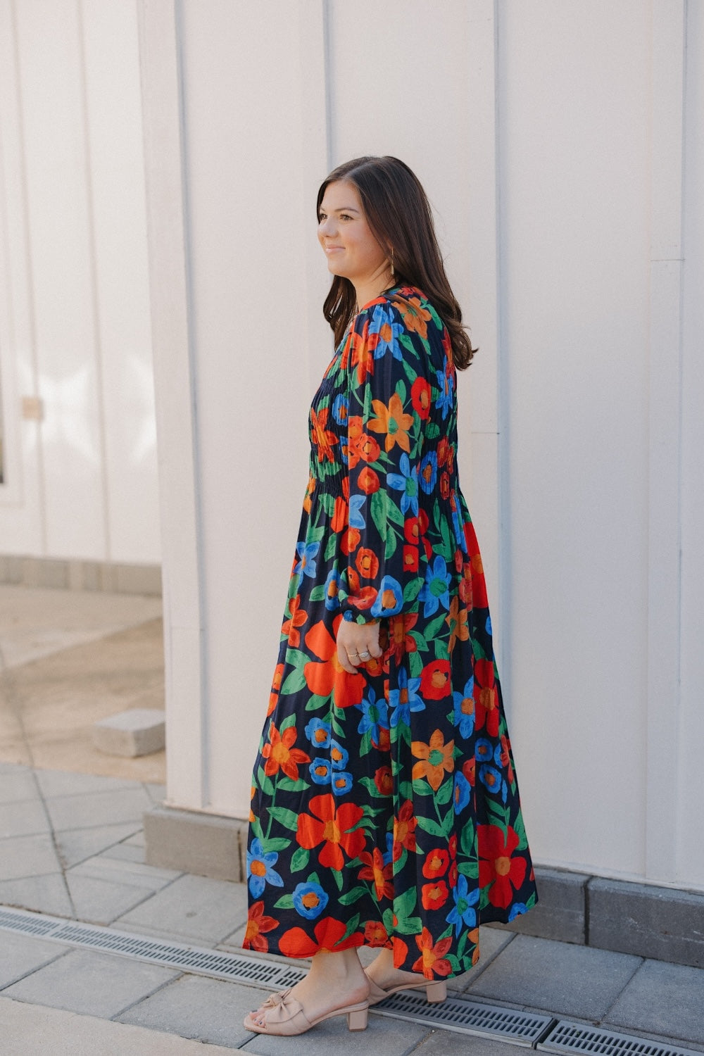 Heather Multicolor Floral Print Long Dress