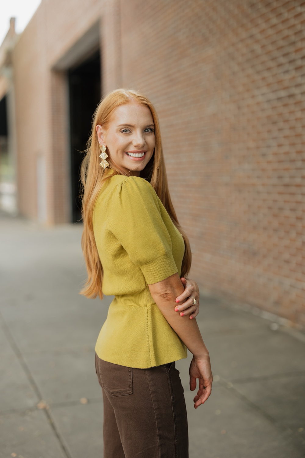 Chartreuse Ribbed Short Sleeve Sweater (XS-XL)