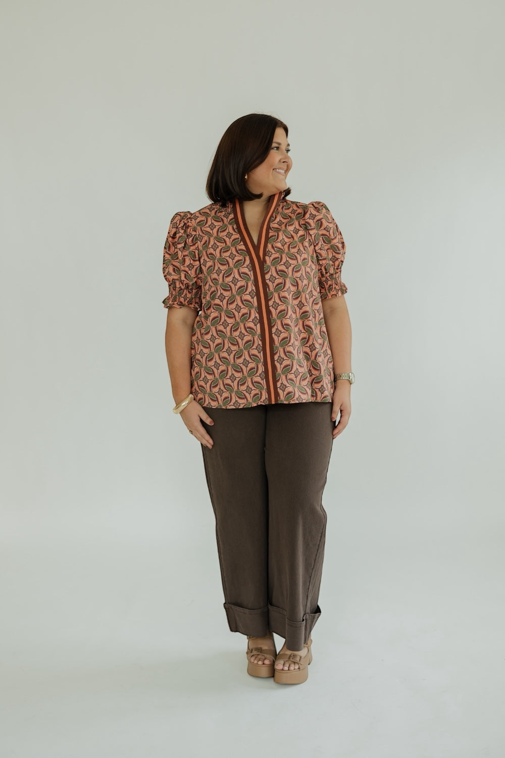 Cota Terra Cotta Print Blouse (S-2XL)