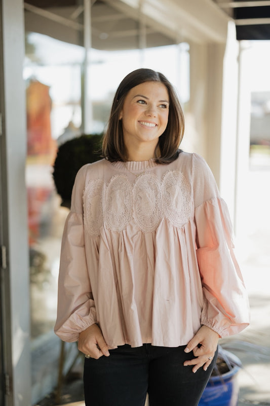 Morgan Mauve Lace Applique Top