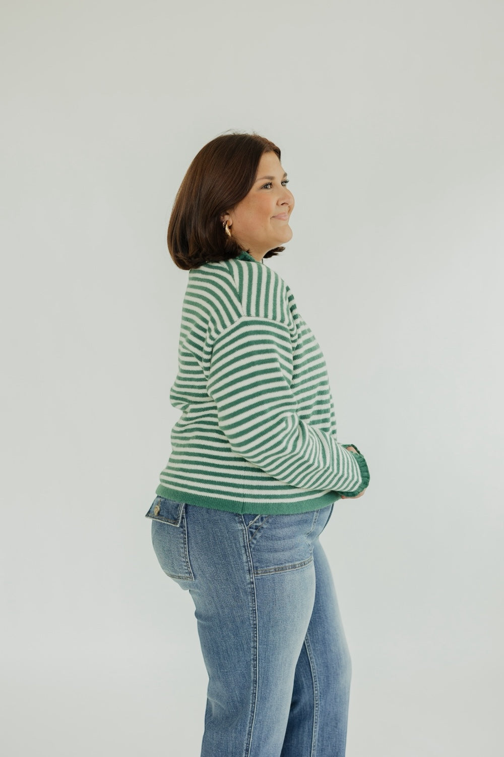 Stacie Green Striped Cardigan (S-3XL)