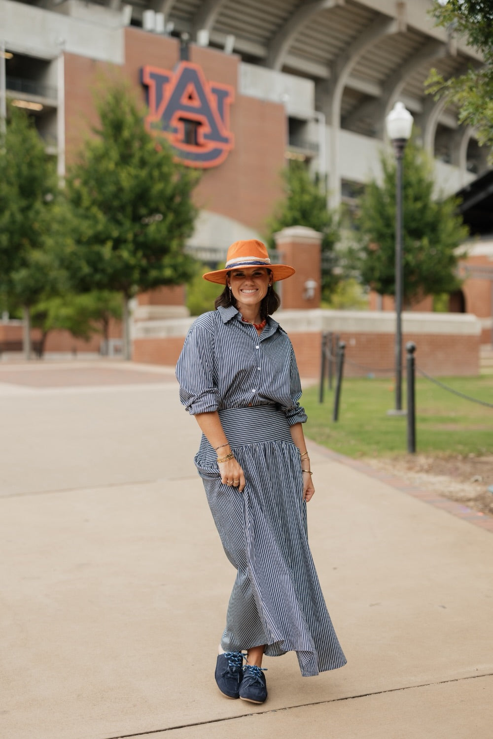 Blair Navy Stripe Curved Waist Maxi Skirt (XS-XL)