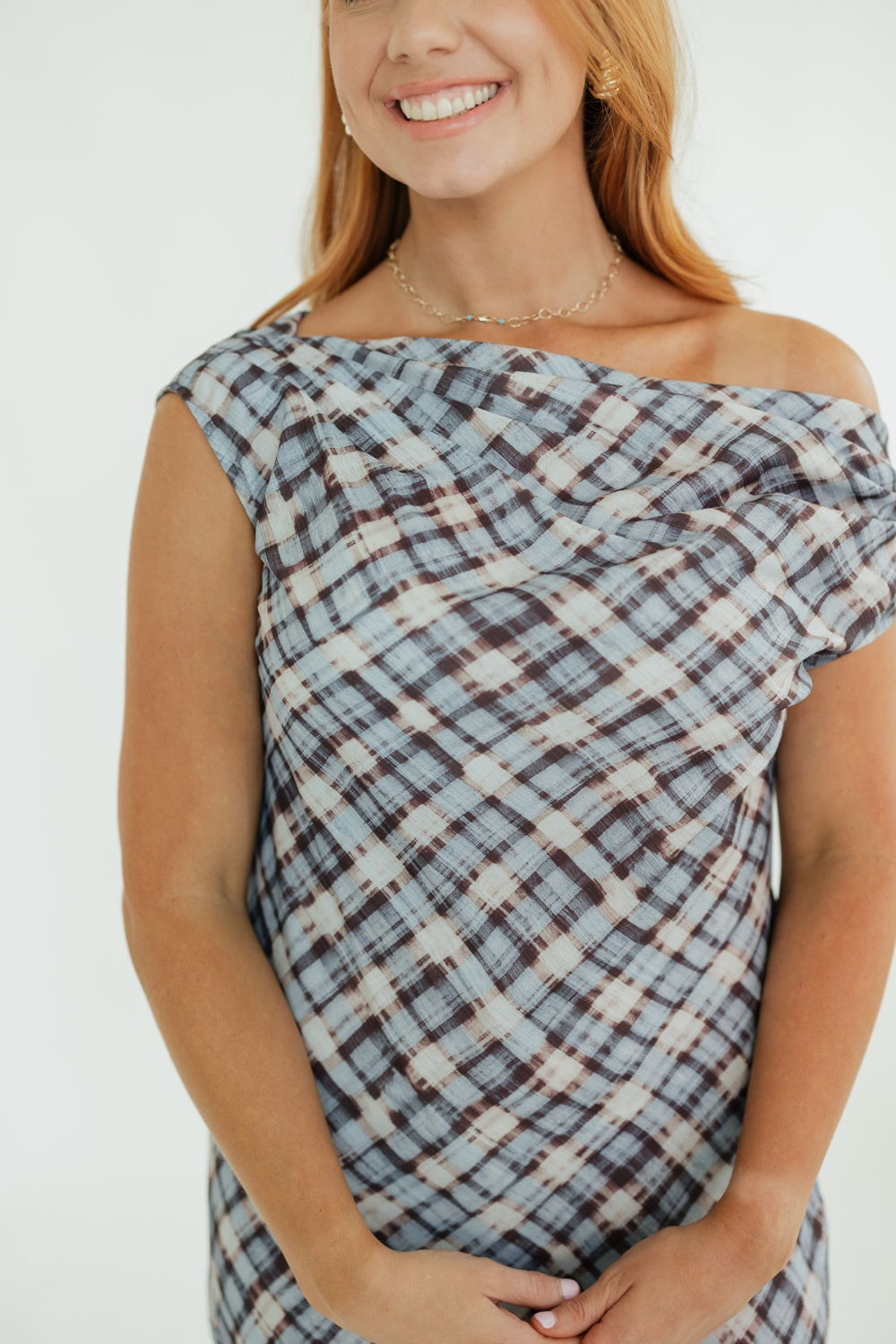 Ace Asymmetrical Blue Plaid Dress