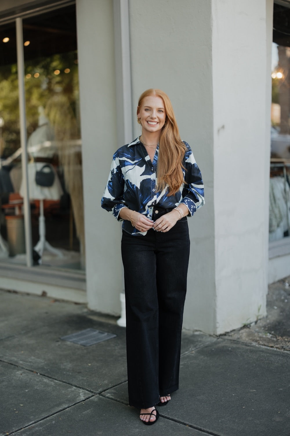 Elsa Indigo Lillies Top (XS-XL)